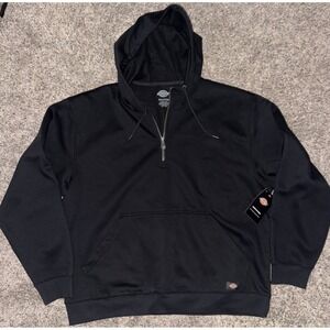New Dickies Men's Pullover Fleece Hoodie 1/4 Zip-‎ Black - 2XL A85XHBLK